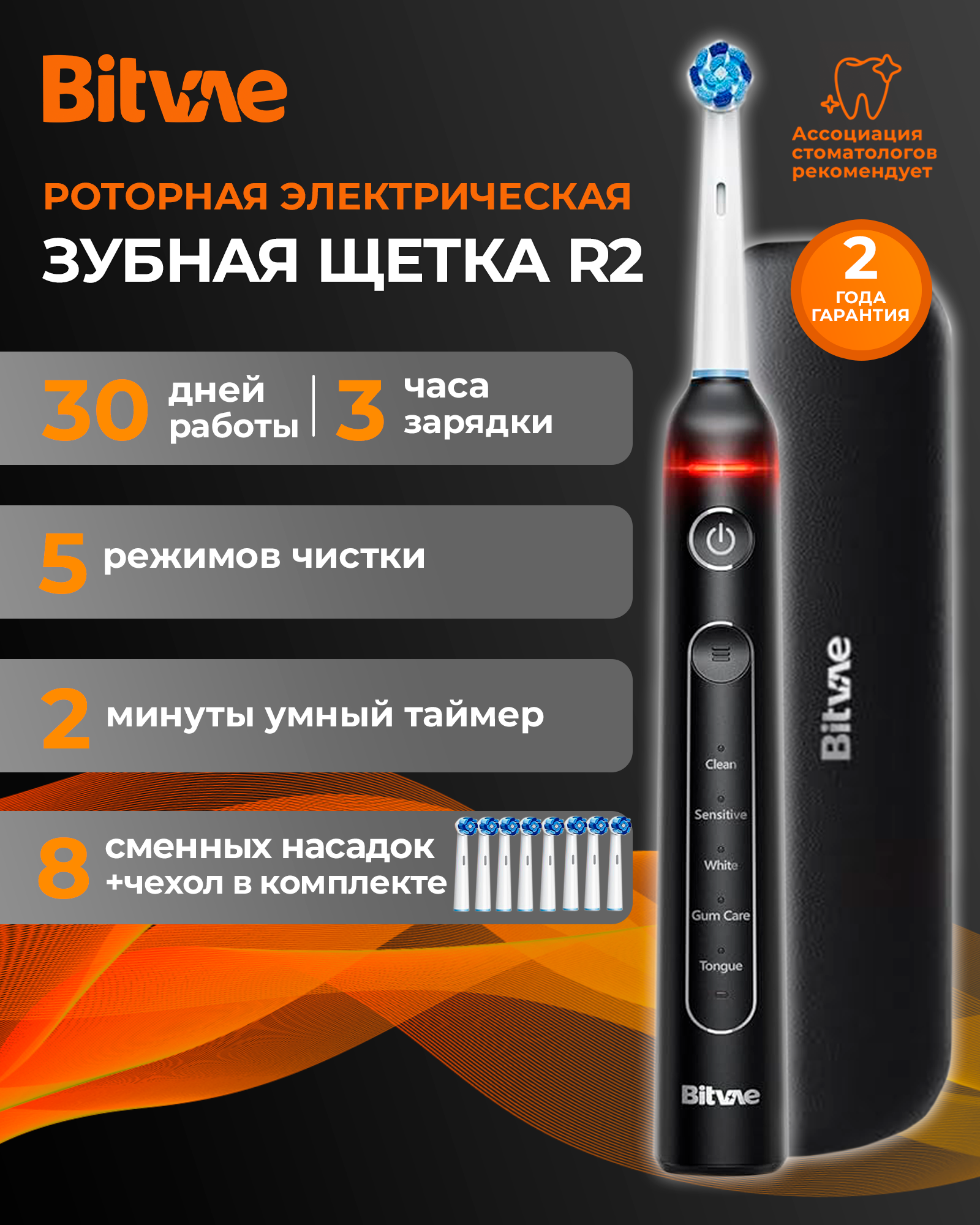 

Электрическая зубная щетка Bitvae R2
