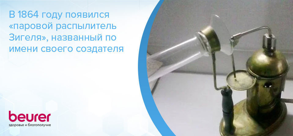 В 1864 году появился «паровой распылитель Зигеля», названный по имени своего создателя